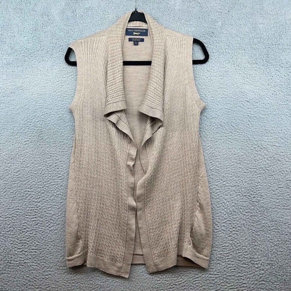 Paul Costelloe Womens Knit Vest Waterfall Pure Extra Fine Merino Wool Size M